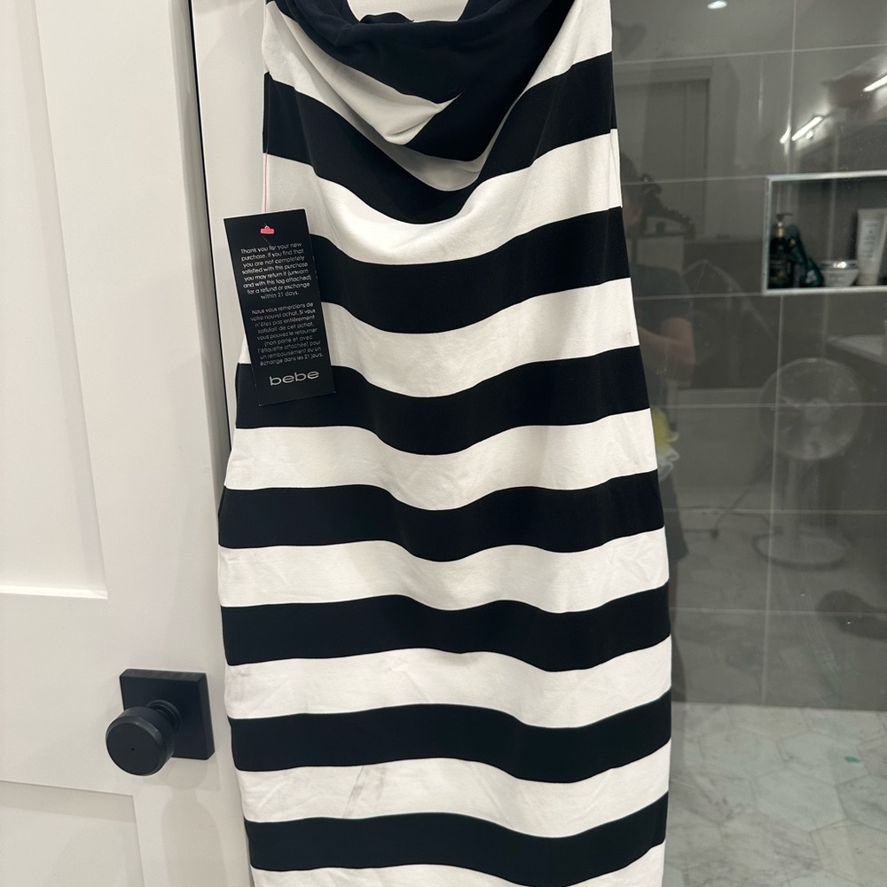 Bebe Monochrome Strapless Dress